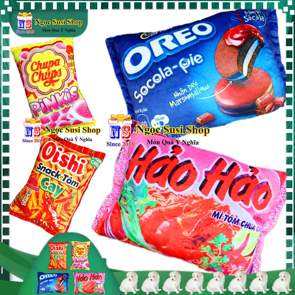 GỐI ÔM HÌNH BÁNH SNACK GÓI MÌ NHỒI BÔNG SIÊU MỀM MỊN CAO CẤP DỒN 100% GÒN