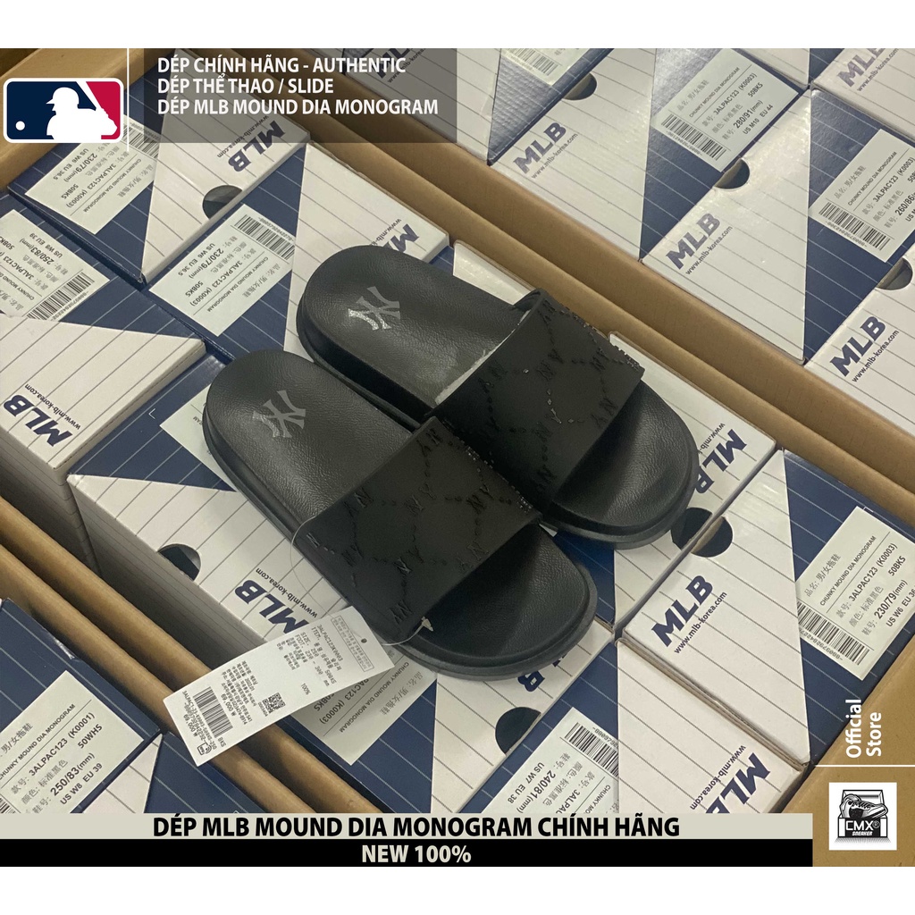 😘  Dép MLB CHUNKY MOUND DIA MONOGRAM - REAL AUTHENTIC 100%