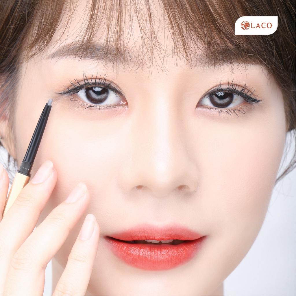 Chì kẻ mắt Laco chì kẻ mày Carasilk 05 nét mảnh chống trôi bút kẻ mắt nâu đen pencil brown eyeliner 2 đầu tiện lợi 0.1g