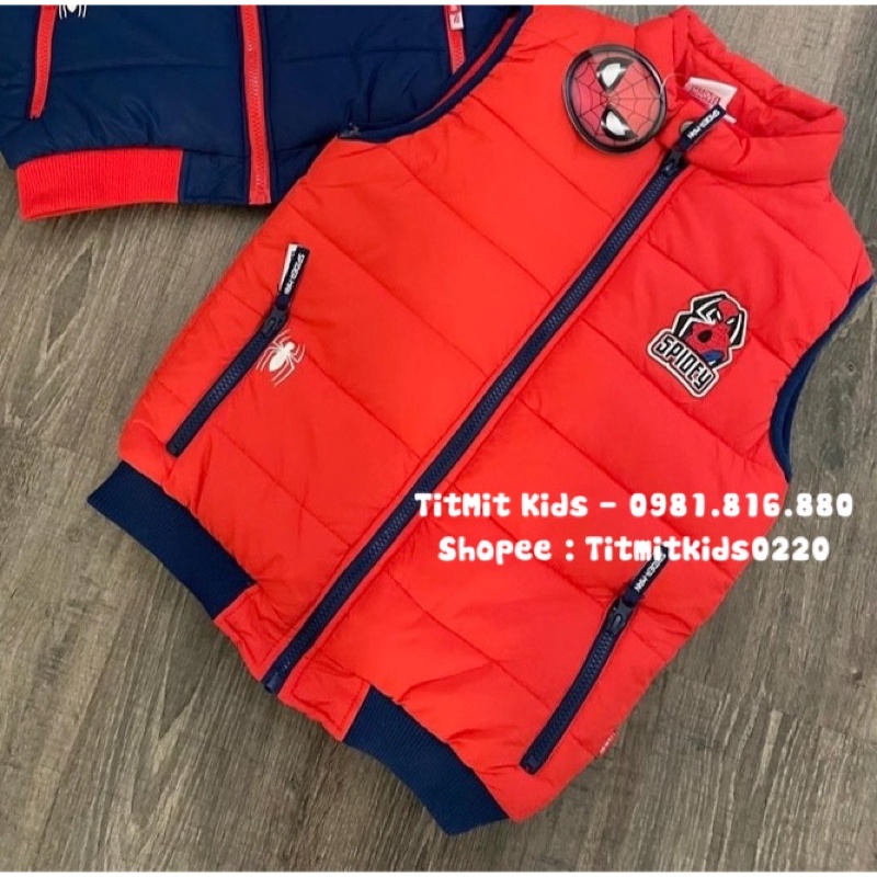Áo gile phao Spider-Man dư xịn bé trai 2-16y