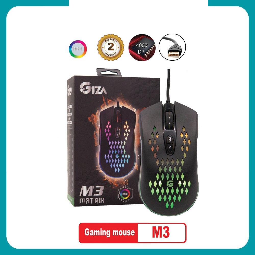 Chuột VSP Tech Giza M3 Matrix RGB Gaming (Đen)