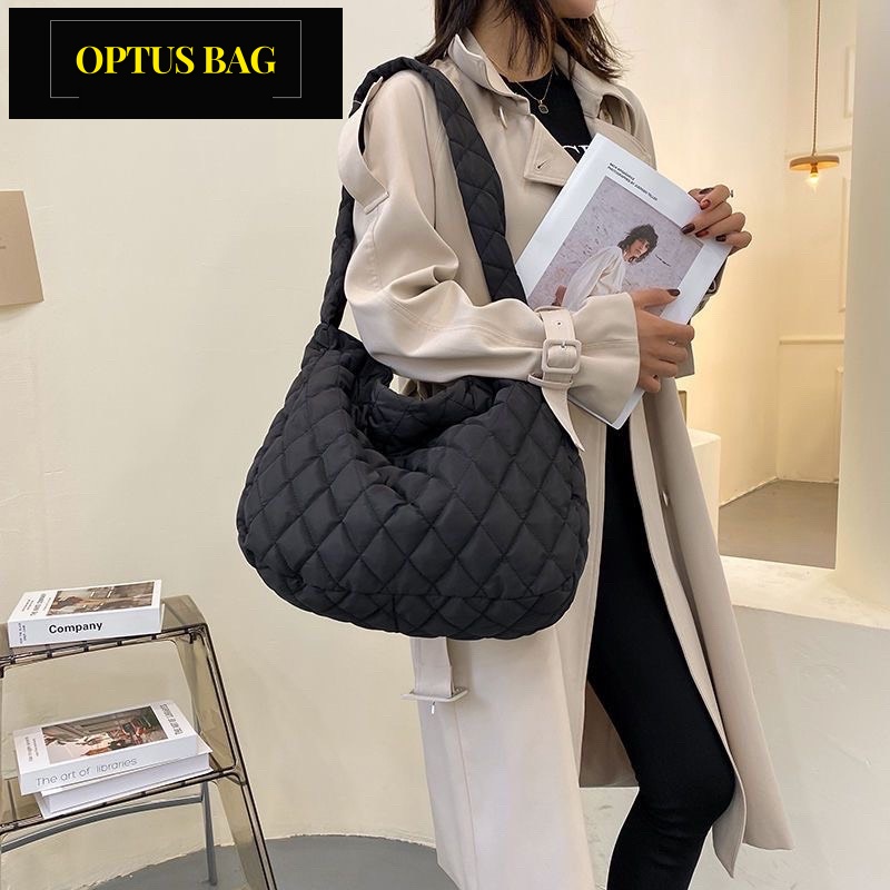 Túi xách nữ vải phao unisex nam nữ đựng vừa A4 và laptop, túi đeo vai, đeo chéo đi học đi chơi