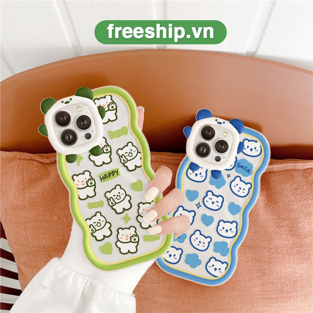 Ốp iphone viền gấu lượn sóng Blink Bear cute cho6plus/6s/6splus/7/7plus/8/8plus/x/xr/xs/11/12/13/14/pro/max/plus/promax0