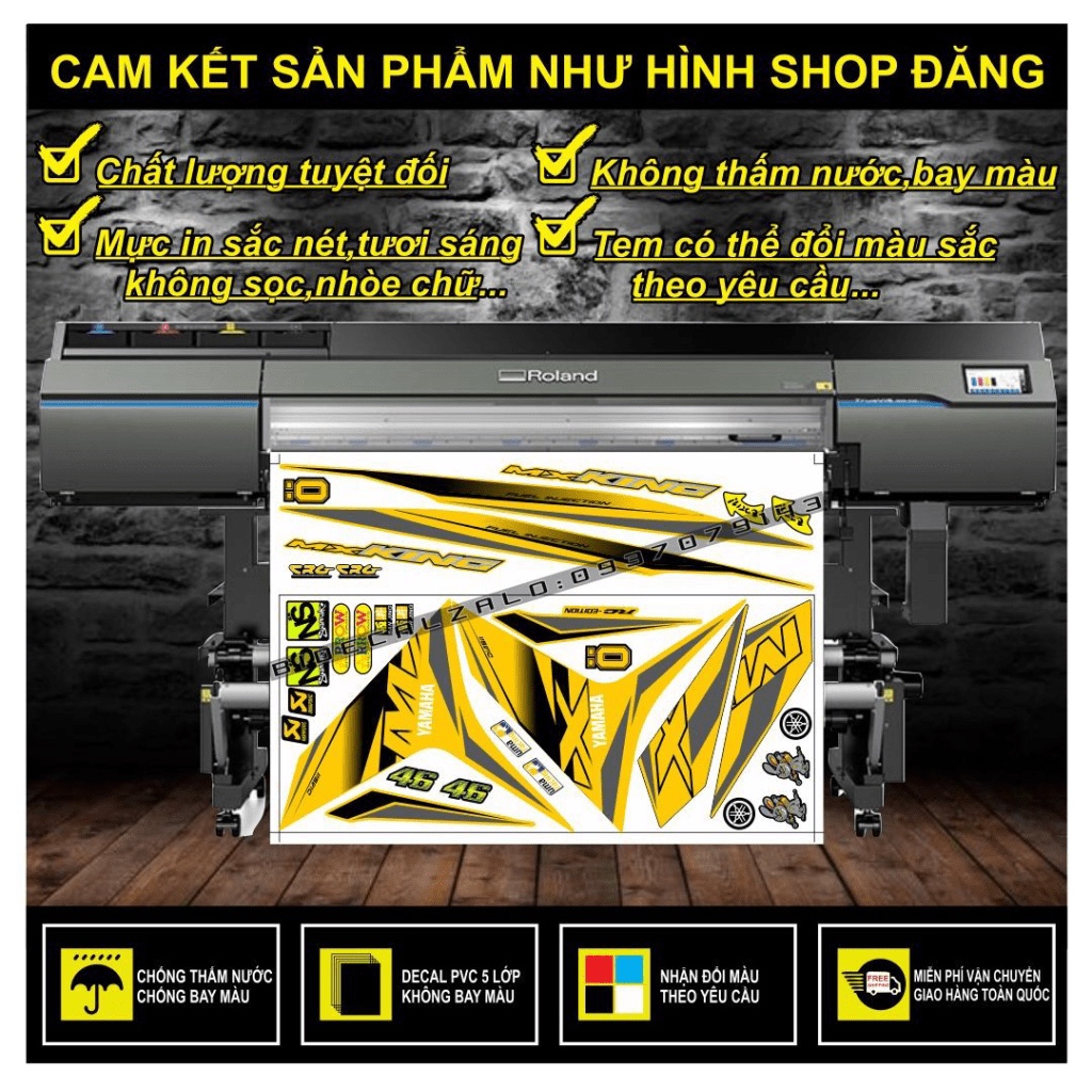 TEM RỜI EXCITER 150 MX PHỐI DÁN XE VÀNG - THU DECAL