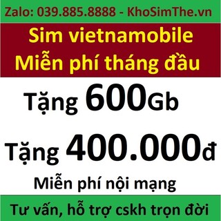 Sim Vietnamobile Tặng 180Gb/tháng, Miễn phí tháng đầu, Miễn phí gọi nội mạng
