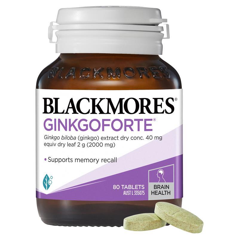 (Hàng Úc) Viên uống bổ não Blackmores Ginkgo Forte Memory Support 80 viên