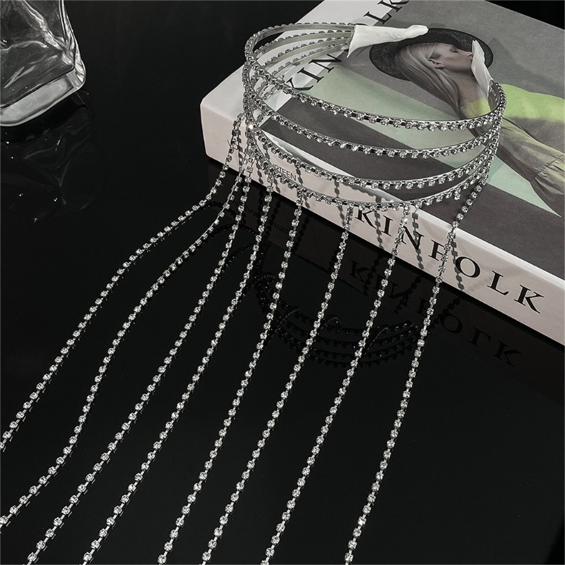 Dây Cột Tóc Đính Đá Pha Lê Tua Rua Thời Trang