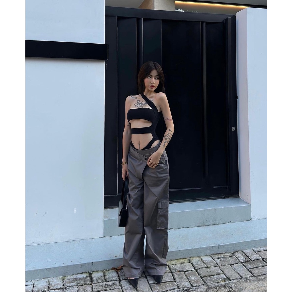 Bodysuit cut out 3 mảnh eo cao LINGER - Tipblu