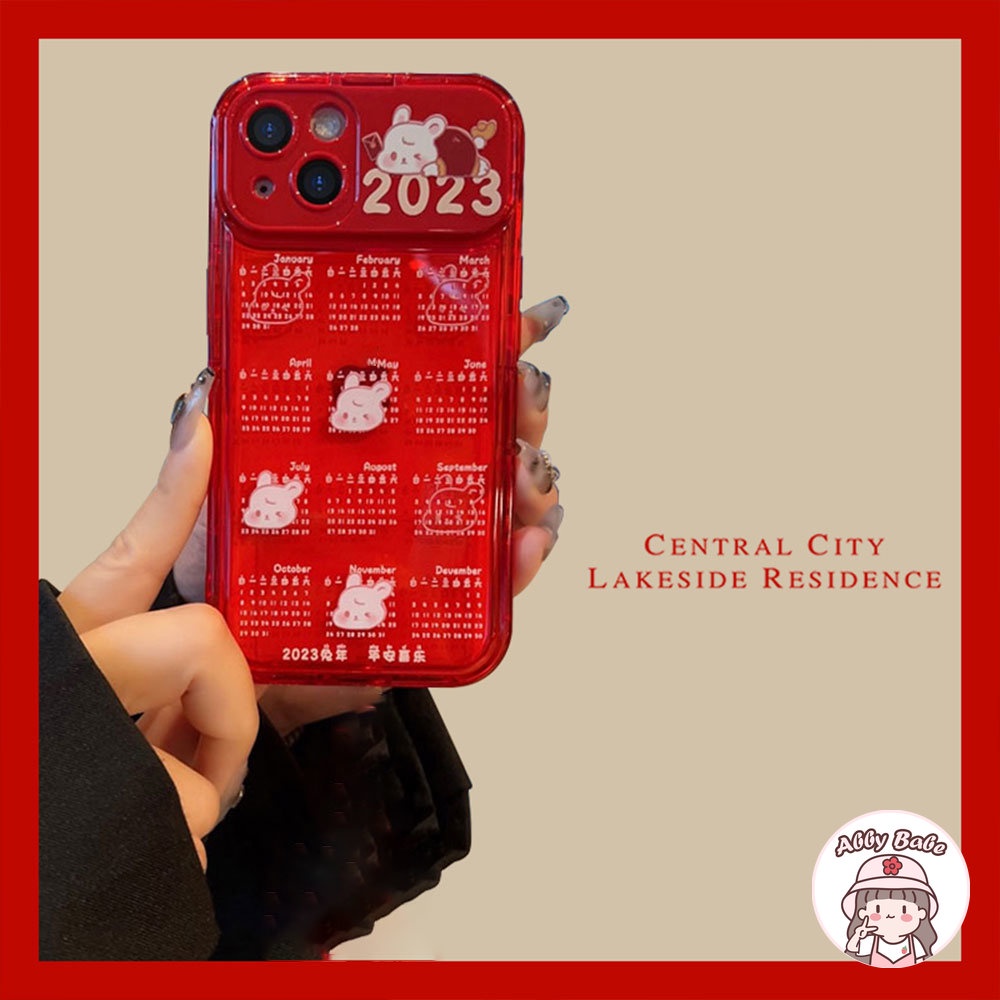 Ốp Điện Thoại TPU Mềm Tích Hợp Gương Trang Điểm Năm Mới Cho IPhone 14 Pro Max 11 7Plus 13 12 11 Pro Max X XS