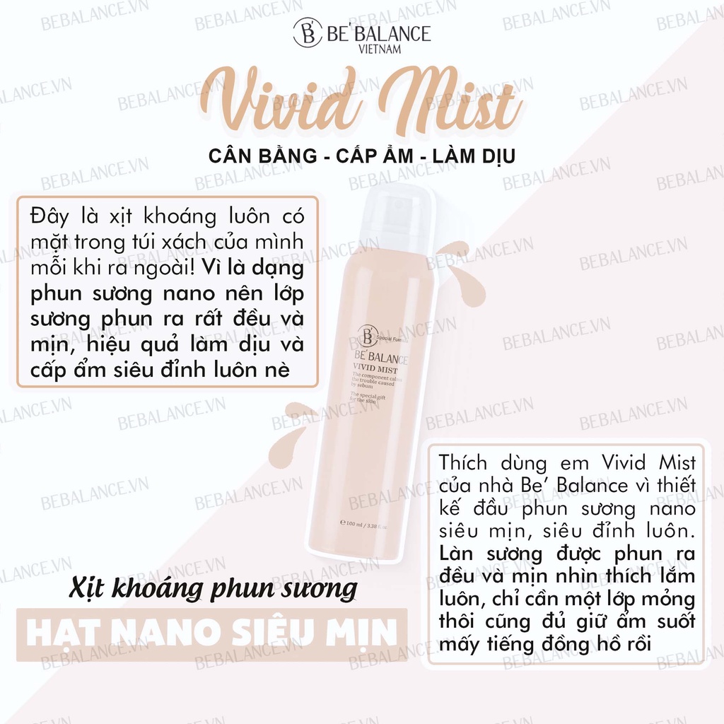 Xịt khoáng phun sương nano BEBALANCE Vivid Mist 100ml