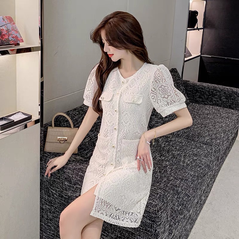 ĐẦM REN HỌA TIẾT 2 LỚP CAO CẤP