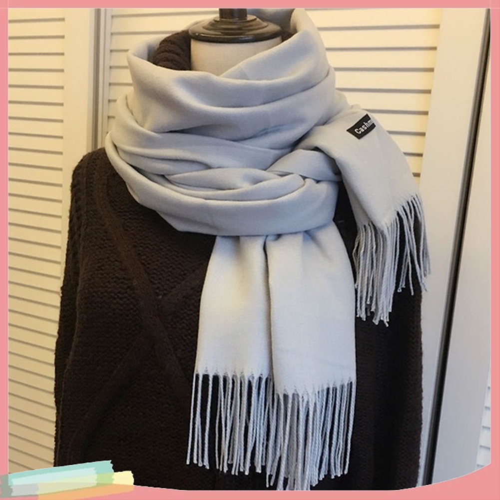 Khăn choàng màu trơn phối tua rua thời trang cho nữ