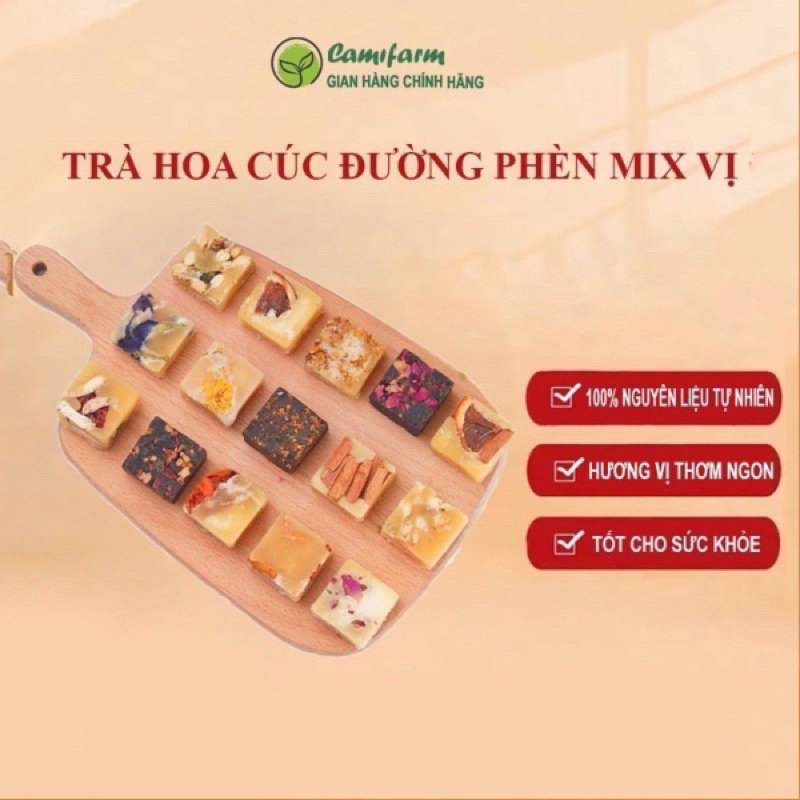 Trà Hoa Cúc Đường Phèn Mix vị Camifarm 20g giúp giữ dáng, đẹp da, thanh lọc cơ thể