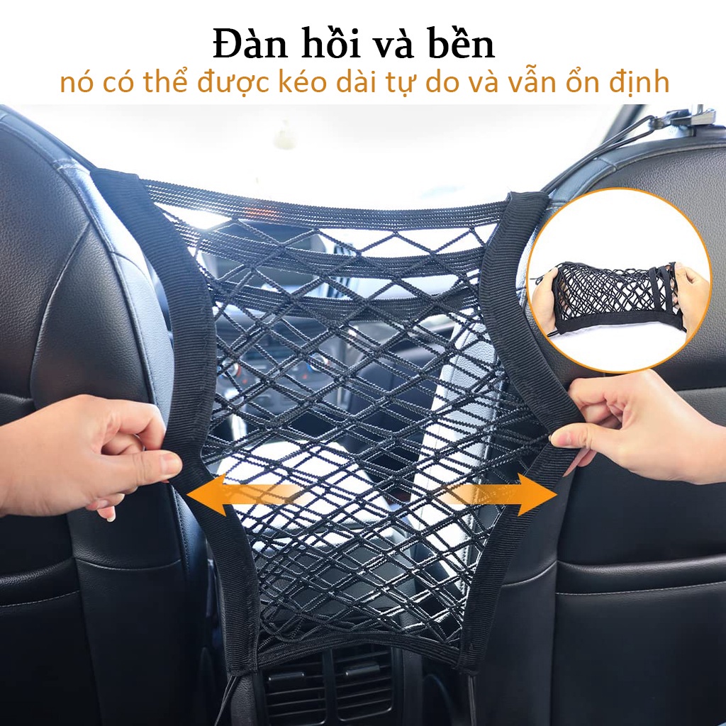 Lưng Ghế Ô Tô Lưu Trữ Túi Lưới Tự Động Lưới Magic Tất Bỏ Túi Thân Cây Người Tổ Chức Túi Lưới Đựng Đồ 2 Ngăn Treo Sau Ghế Xe Hơi Tiện Dụng