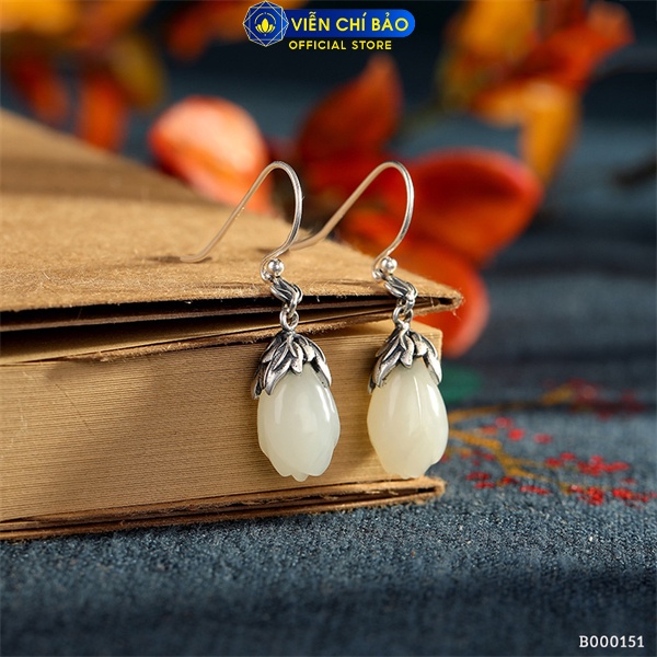 Bông tai hoa ngọ c lan chất liệu bạc Thái 925 thời trang phụ kiện trang sức nữ Viễn Chí Bảo B000151