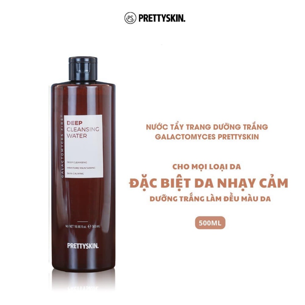 Tẩy Trang Dưỡng Trắng Prettyskin Galactomyces cho da nhạy cảm 500ml