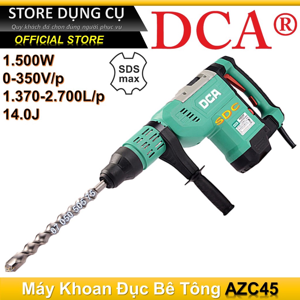 1500W Máy khoan đục bê tông 45mm 1500W DCA AZC45 | SDS-max