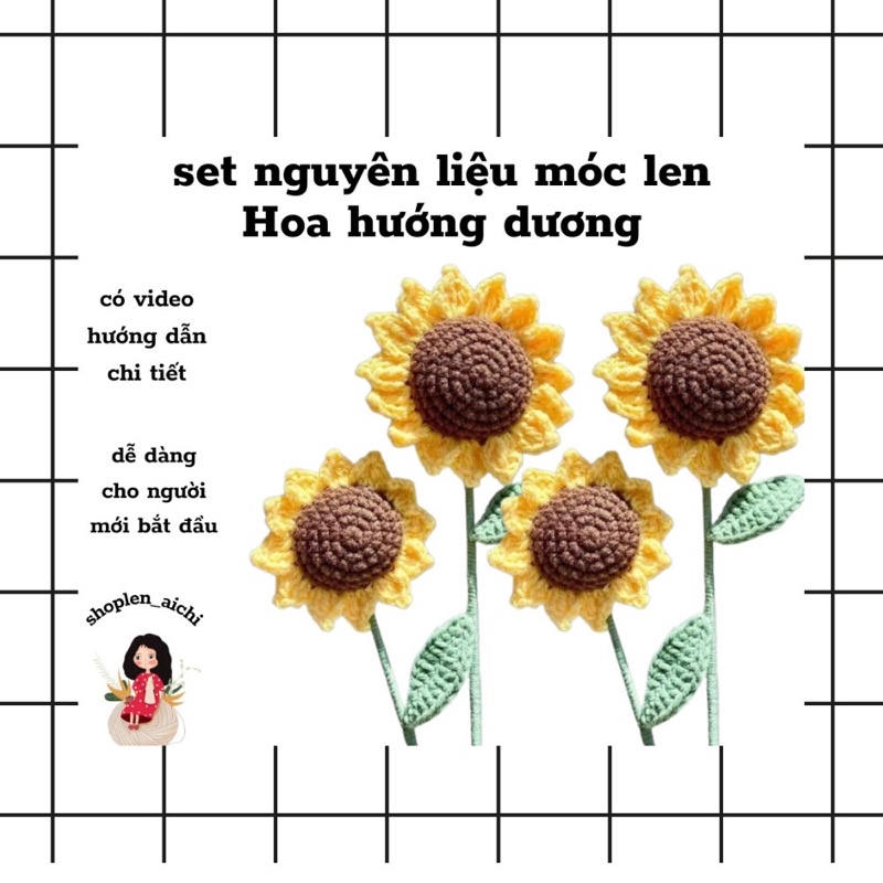 Set nguyên liệu móc len Hoa Hướng Dương🌻 và video hướng dẫn