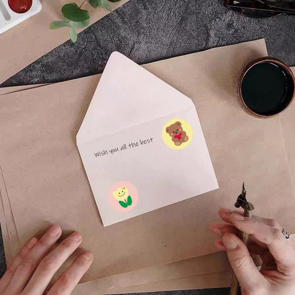 Cuộn 500 Hình Dán Hoạt Hình Dễ Thương 1inch / 2.5cm