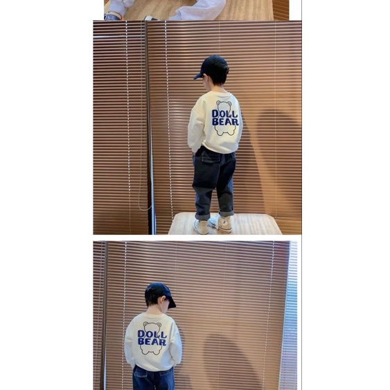 Áo Thun Nỉ Dáng Rộng In Hoạt Hình Phong Cách Hàn Quốc Thời Trang Xuân Thu Cho Bé Trai