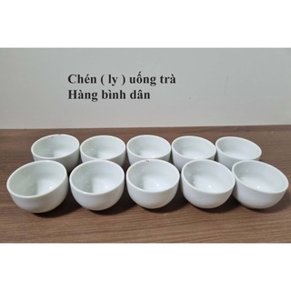 Combo chén uống trà trắng, ly trà không quai, , hàng bình dân, miệng 6cm, cao 4cm, dung tích 55ml