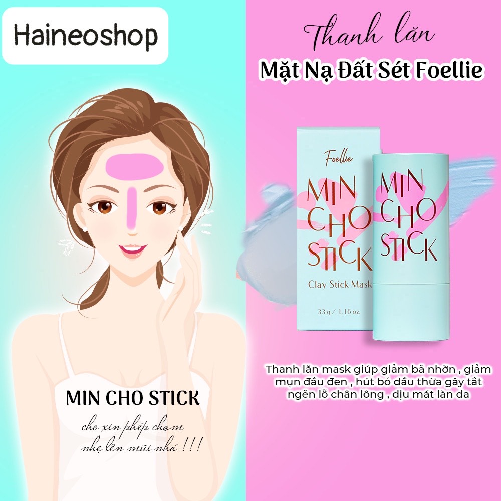 [DATE 03/01/2024] Thanh lăn đất sét tr! mụn đầu đen FOELLIE Min Cho Stick Clay Mask 33g (Hàn)