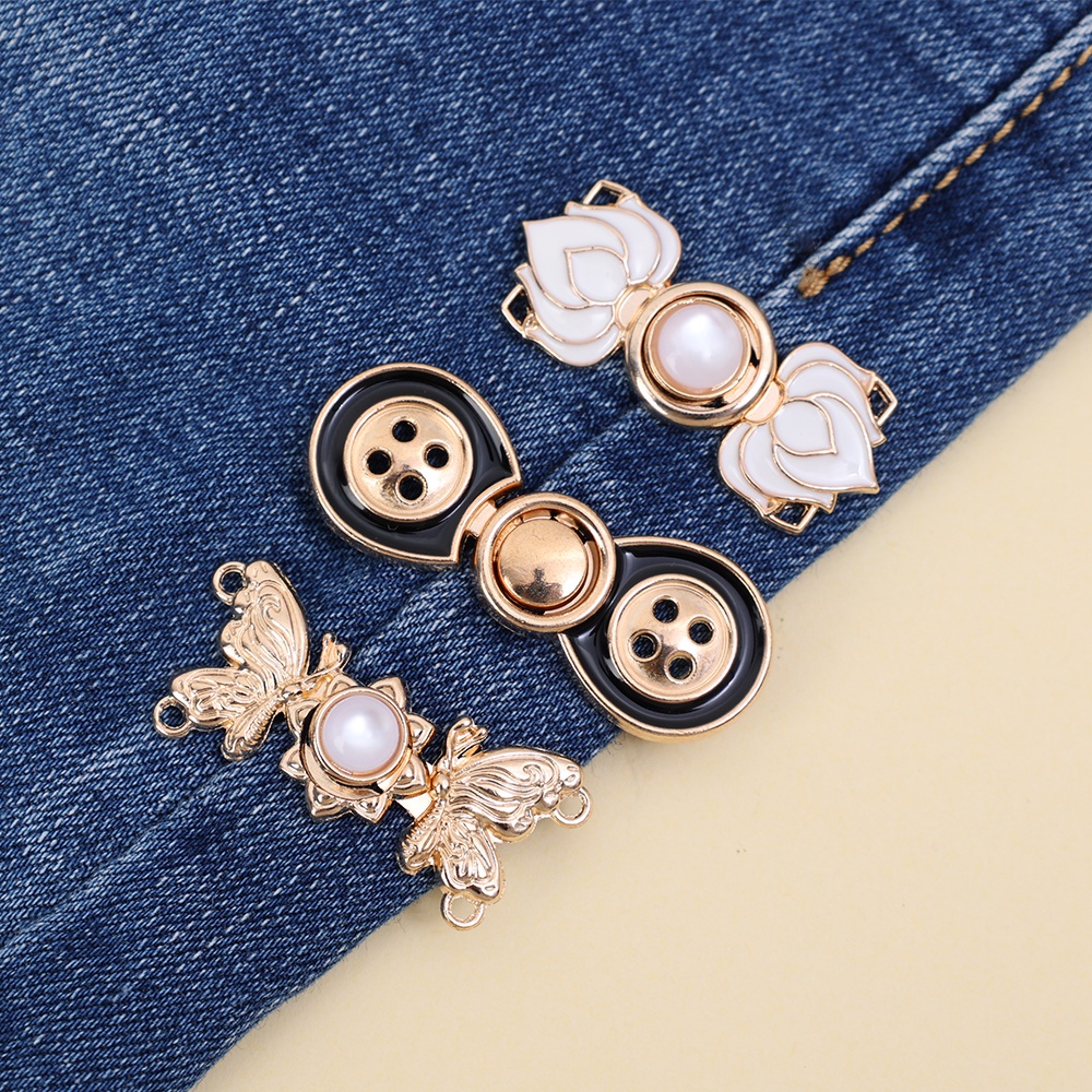 Kẹp Thắt Lưng Quần Jean / Váy Jean Họa Tiết Hoa Hoạt Hình Có Thể Điều Chỉnh