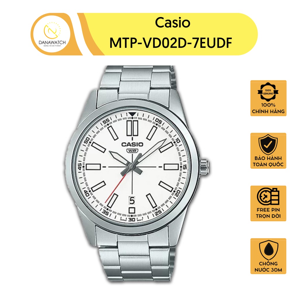Đồng hồ Casio Nam chính hãng Casio Nhật Bản MTP-VD02D-7EUDF chính hãng thép không gỉ chống nước tốt