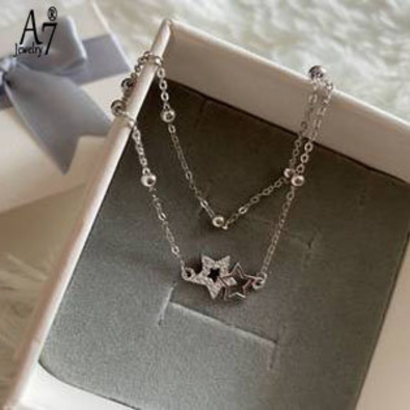 A7 | Vòng Tay Hai Lớp Thiết Kế Hạt Tròn Và Ngôi Sao Chống Thấm Nước Lên Màu Nhanh U135