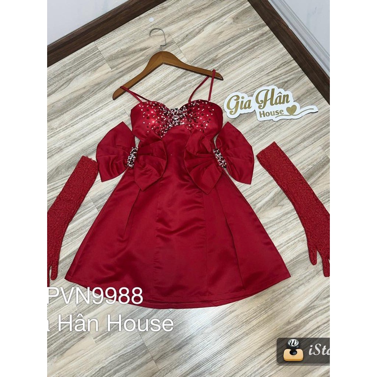 Đầm hạt lấm tấm + tay