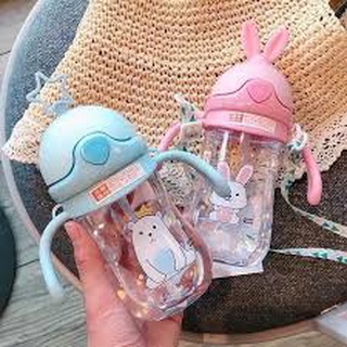 Bình nước cho bé FREESHIP Bình con lợn có van chống sặc cao cấp 250ml bằng nhựa PP chịu nhiệt tốt