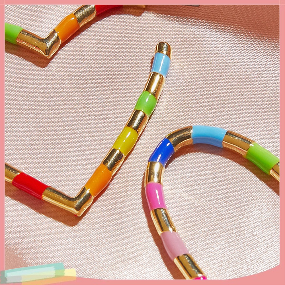 Đôi Khuyên Tai Hình Tròn Phối Nhiều Màu Thời Trang Cho Nữ