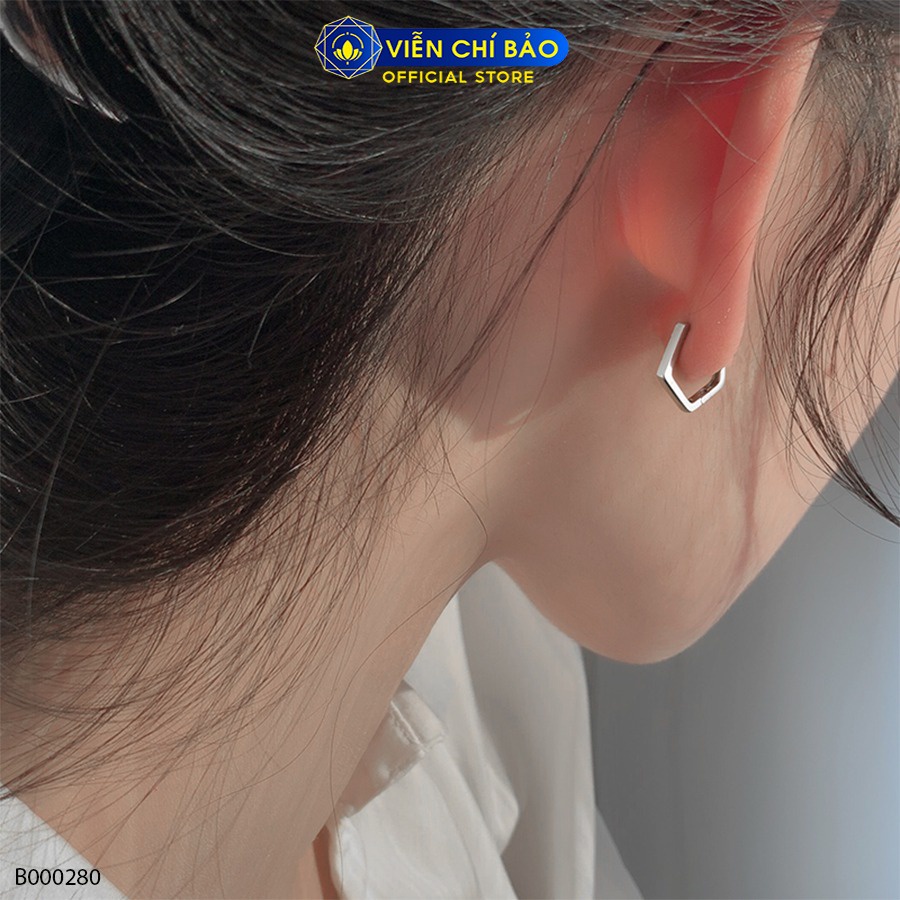 Bông tai ngũ giác đính đá chất liệu bạc Thái 925 thời trang phụ kiện trang sức nữ Viễn Chí Bảo B000280