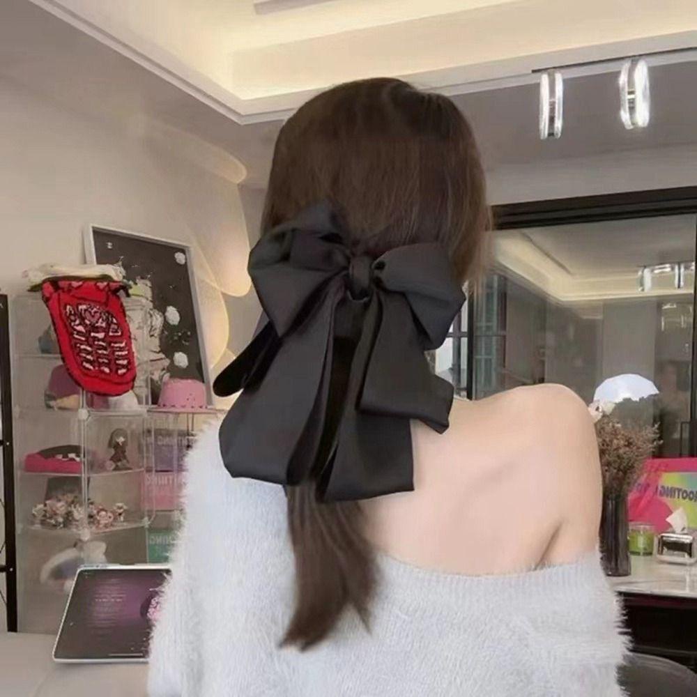 Kẹp Tóc Nơ Ruy Băng Màu Đỏ Ngọt Ngào Cho Nữ