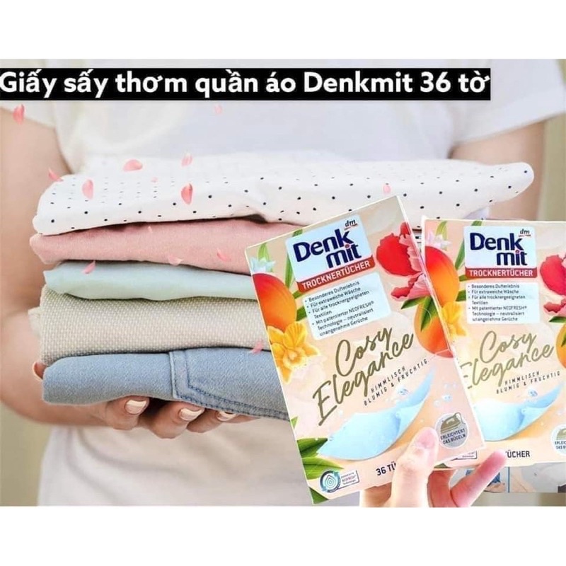Giấy thơm quần áo Denkmit Cosy Elegance, hộp 36 tờ hương hoa tươi mát