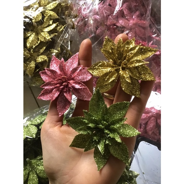 Hoa nhũ - hoa trà nhũ size 8cm đủ màu trang trí bánh kẹo