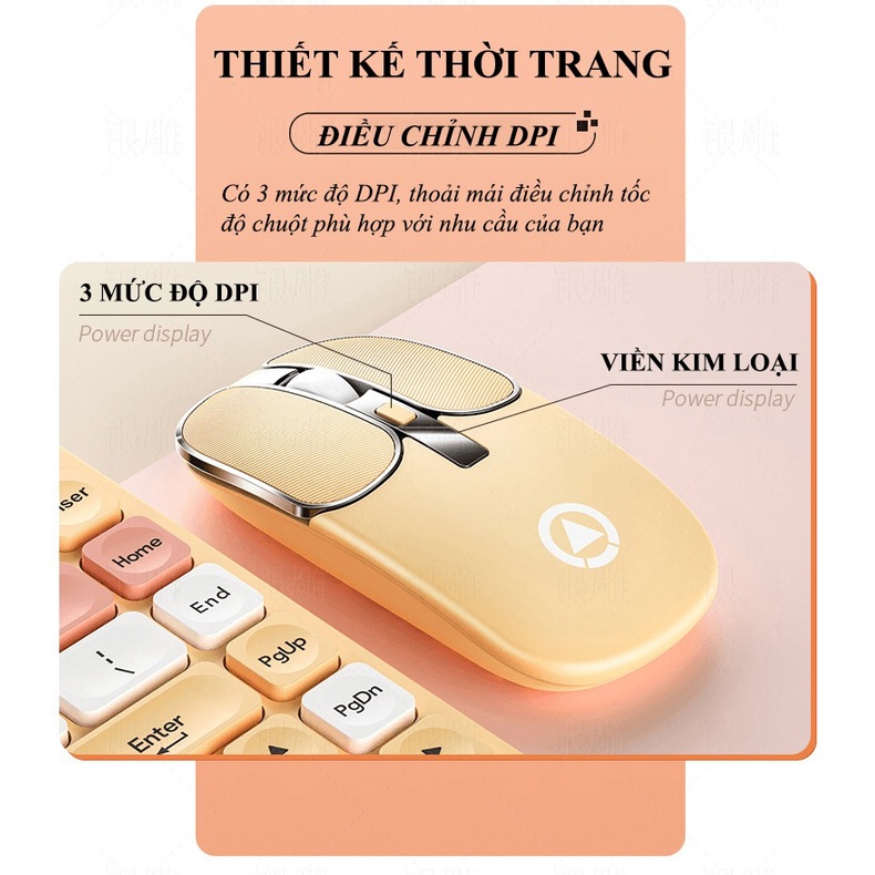 Bộ bàn phím và chuột không dây 84 phím YINDIAO KM-02 kết nối bằng chip USB sử dụng pin sạc với thiết kế mini nhỏ gọn -NK
