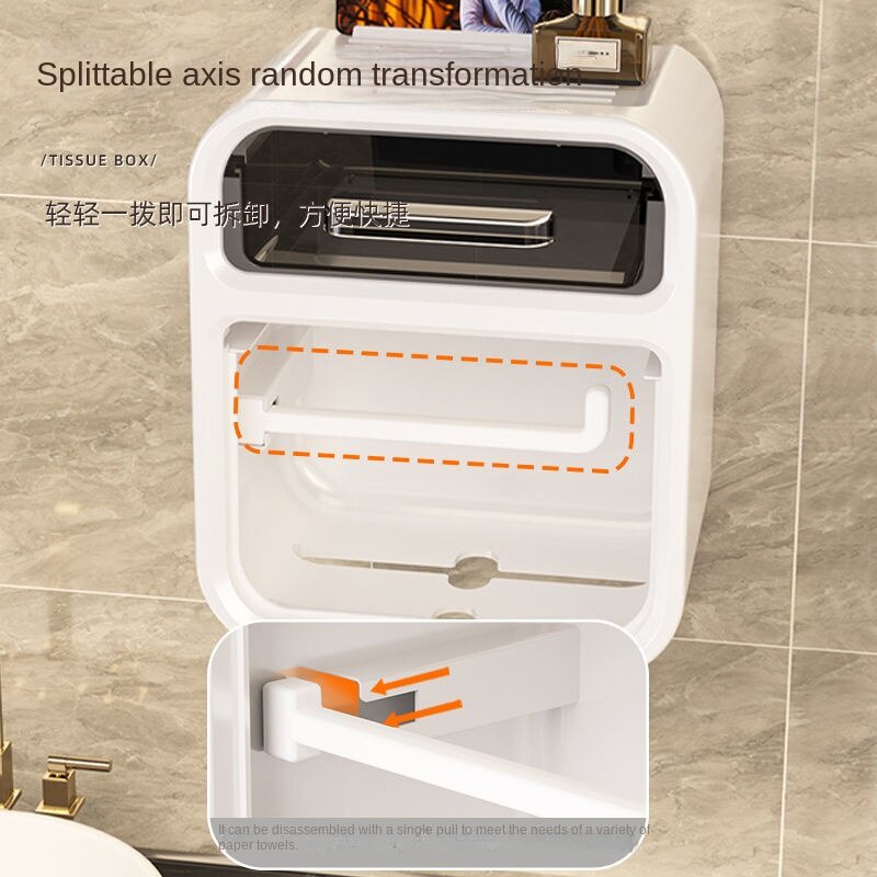 A-LIFE Hộp Đựng Khăn Giấy Cuộn Đa Năng Gắn Tường Không Cần Khoan Sang Trọng Chống Nước