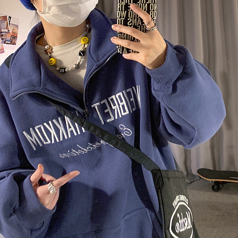 Áo Khoác polo Có Khóa Kéo Thêu Chữ Phong Cách Hàn Quốc Cho Nam