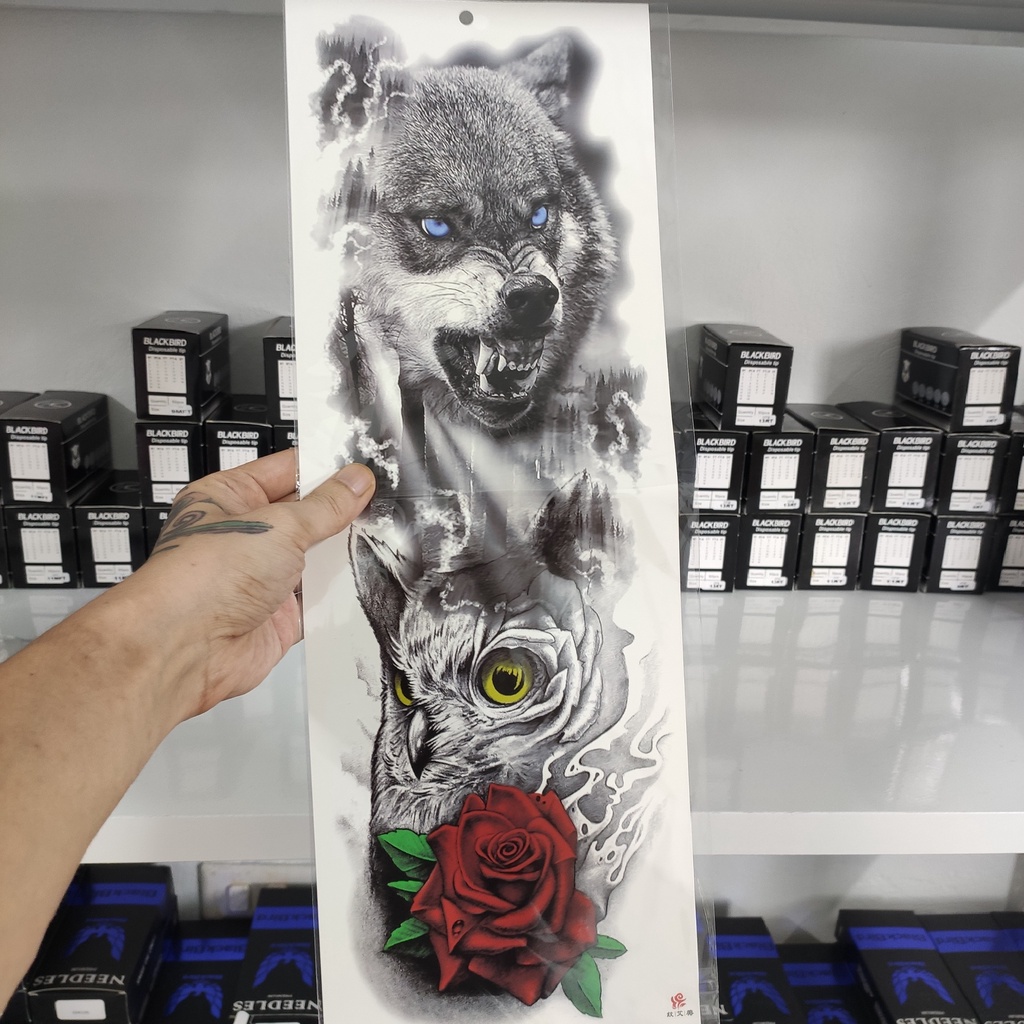 Hình Xăm Dán Full cánh Tay , Nửa Lưng Chống Nước size 170x480mm