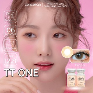 Kính áp tròng cận 6 tháng LENS XOẮN lens nâu vàng sáng trong OLENS TT ONE BROWN