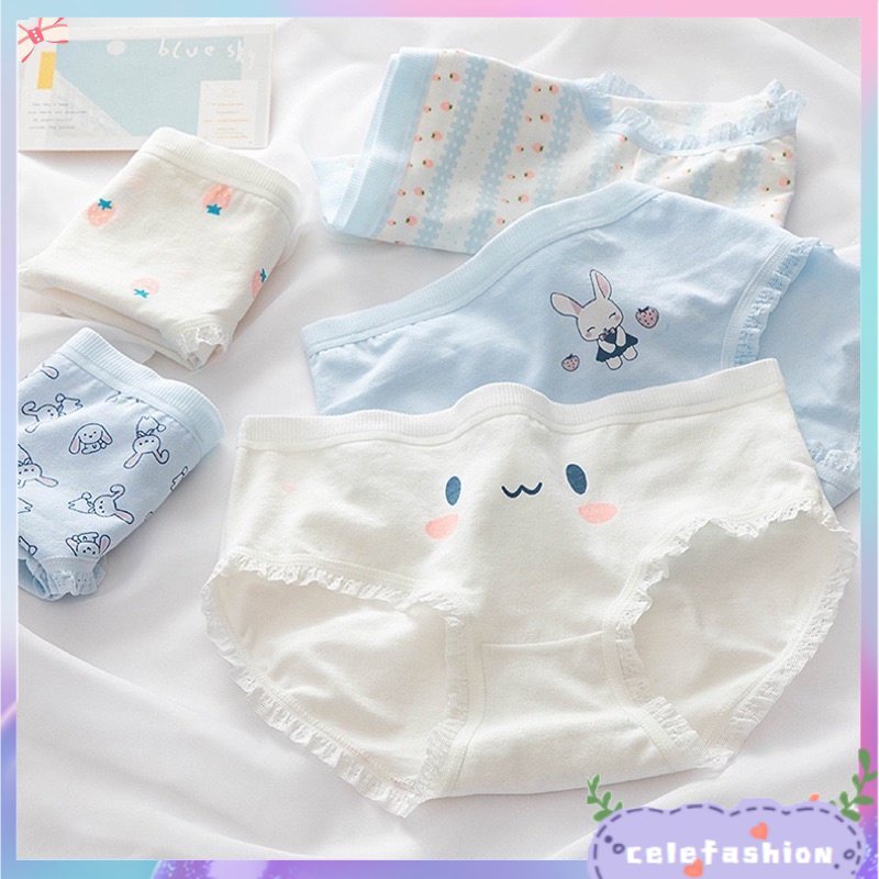 Quần Lót Cotton Nguyên Chất In Họa Tiết Dễ Thương Cho Nữ