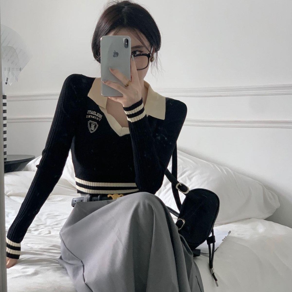 Set Chân Váy Xếp Li Và Áo Lửng Thời Trang Mùa Thu Phong Cách Mới Cho Nữ