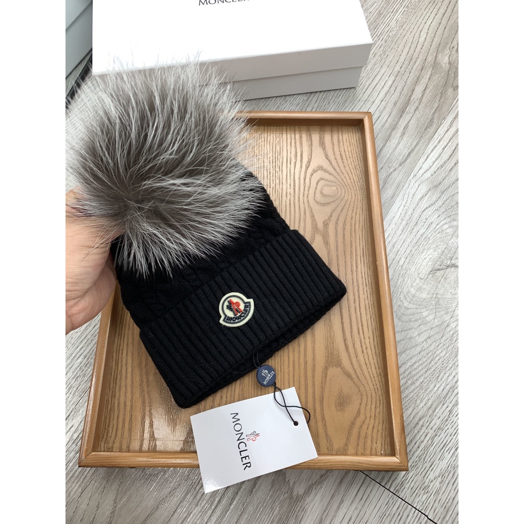 C Mengkou Mũ Len Dệt Kim Đính Bóng Lông Cáo Ấm Áp Cho Nam Và Nữ