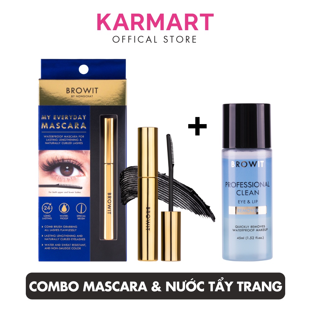 Combo Trang Điểm Mascara Nongchat My Everyday 5.5g và Nước Tẩy Trang Browit Professional Clean Eye & Lip Remover