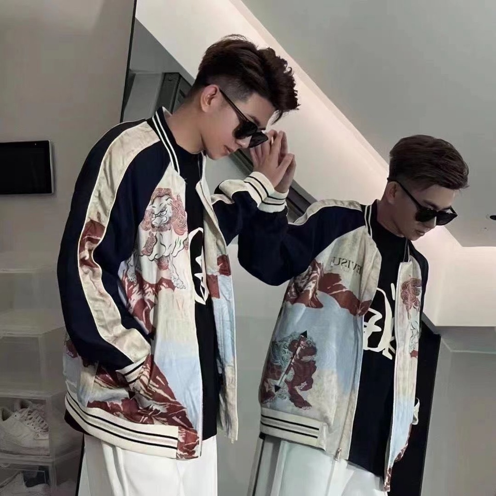 A 'o Bomber Influencer Su Liu Áo Khoác Bóng Chày Mỏng Phong Cách Đường Phố Thời Trang Xuân Thu Cho Nam Sinh