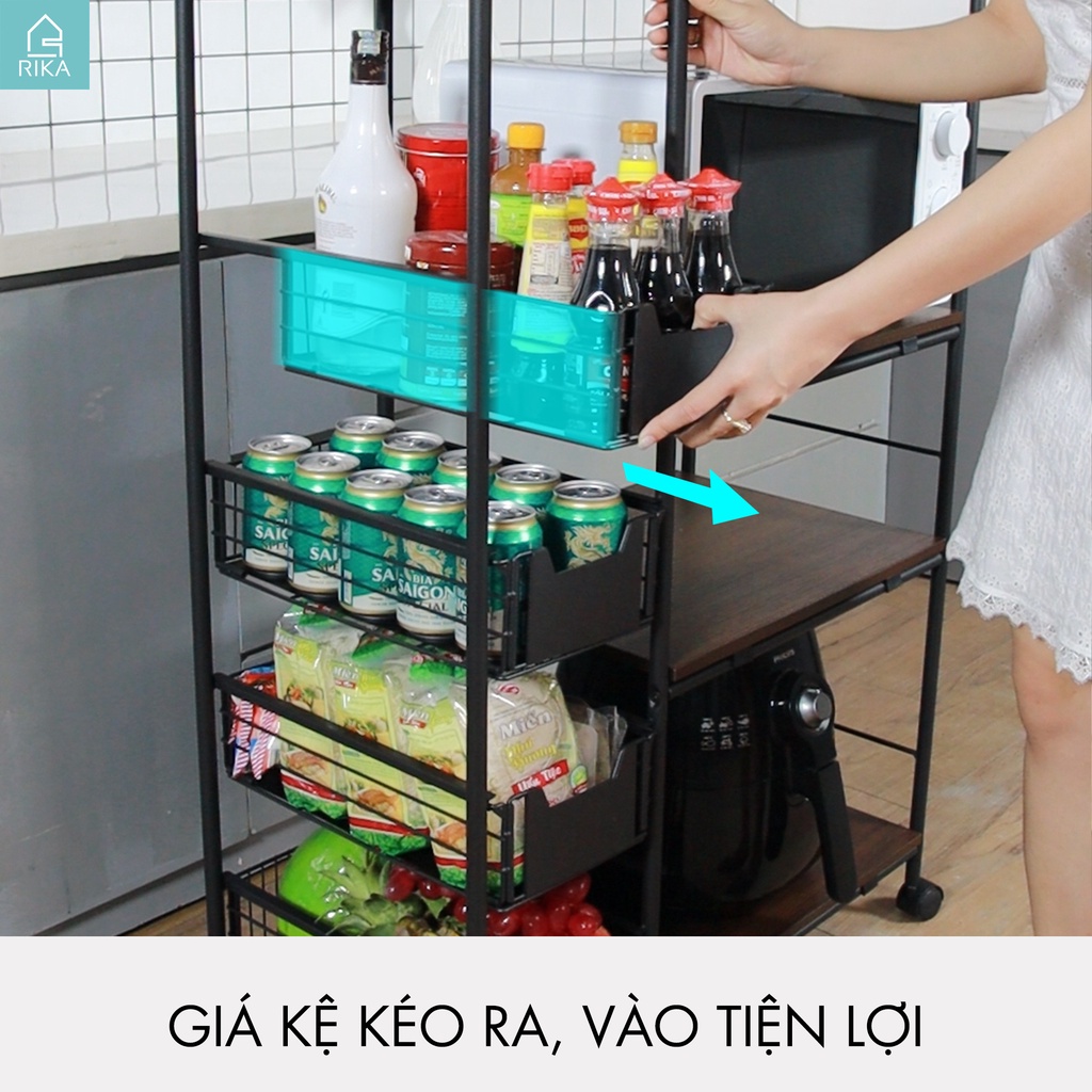 Kệ Lò Vi Sóng Thép Carbon Rika KDN02, Giá để đồ đa năng chất thép carbon