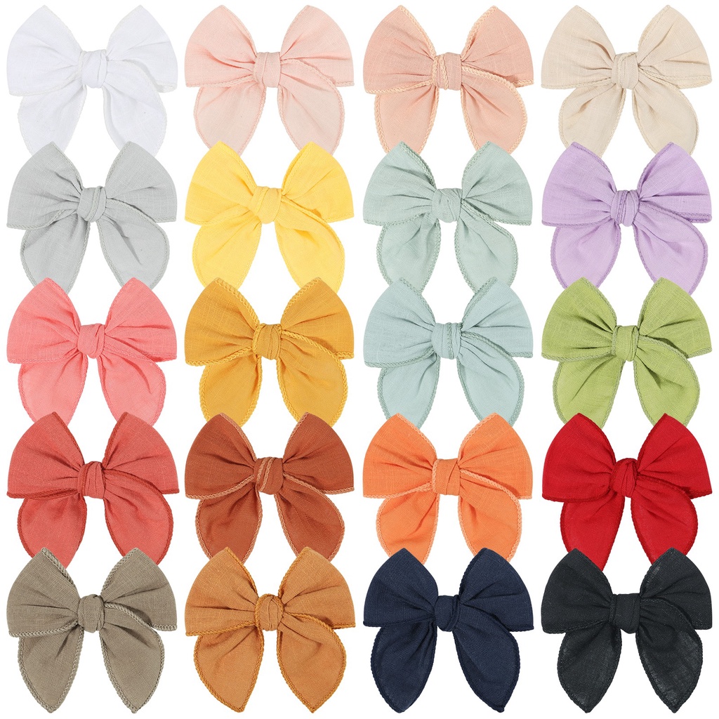 1 Kẹp Tóc Nơ Vải Cotton Xinh Xắn Cho Bé Gái