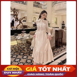 Váy Ren Nữ 2 Nắp Túi Kèm Đai Dáng Dài Hàng Quảng Châu V3052 - Violet