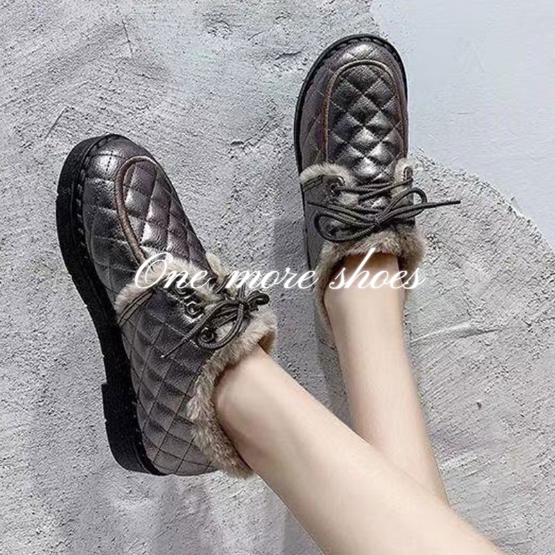 One Giày Bốt Da Lót Lông Giữ Ấm Thời Trang Hàn Quốc Cho Nữ